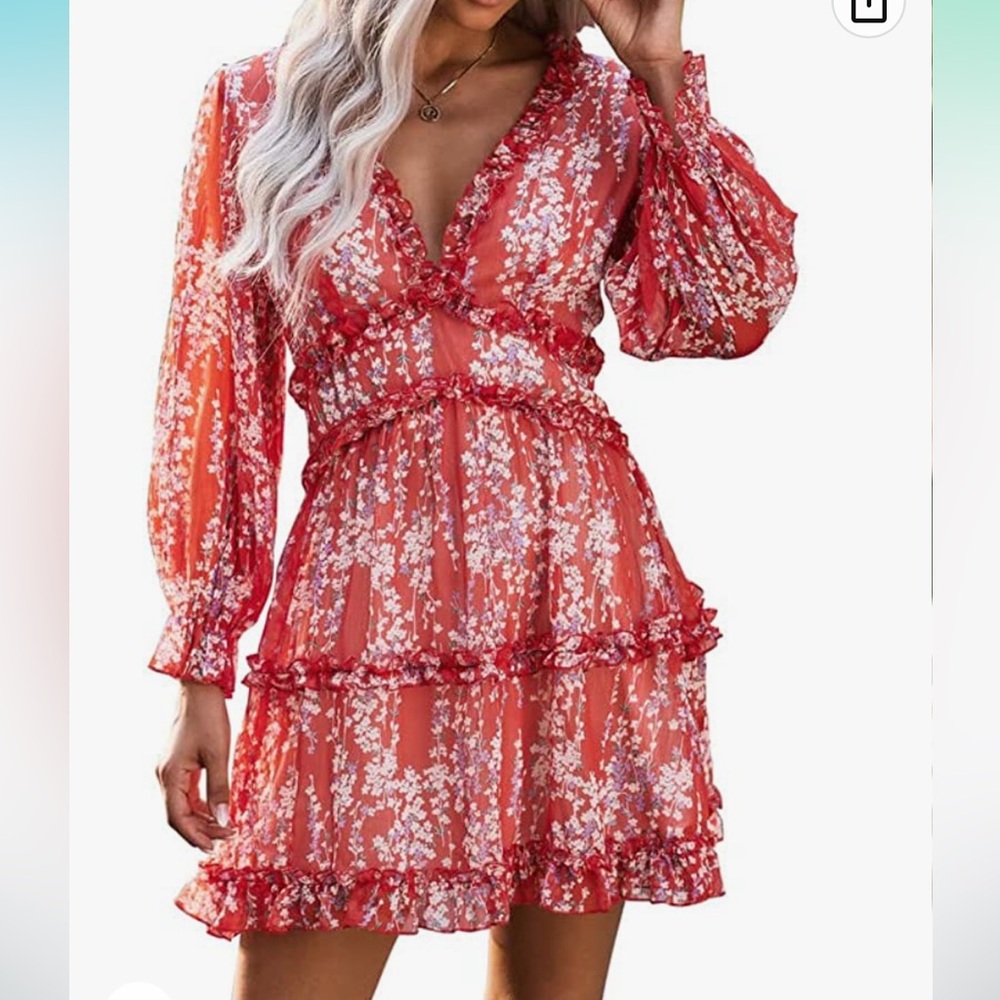 Large Dokotoo deep v backless red dress